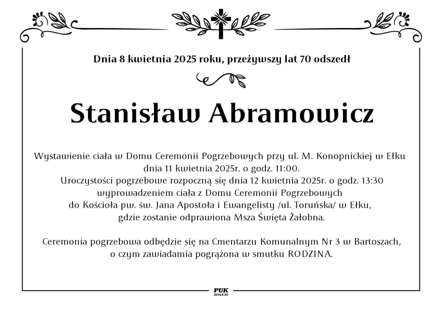 Stanisław Abramowicz - nekrolog